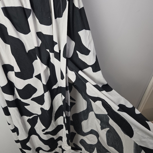 Abercrombie & FItch Black White Abstract One Shoulder Cut Out Maxi Dress Medium - Picture 8 of 11